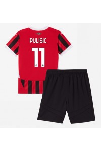 Fotbalové Dres AC Milan Christian Pulisic #11 Dětské Domácí Oblečení 2024-25 Krátký Rukáv (+ trenýrky)